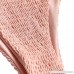 ZAFUL Women's Bralette Smocked Ruffles Bikini Set Shallow Pink B07C286229